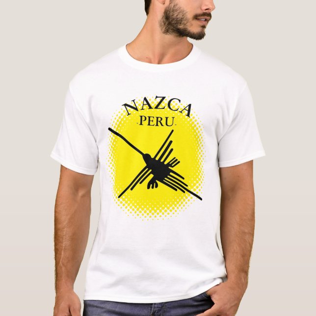 Camiseta Nazca Peru Hummingbird Com Sol Amarelo (Frente)