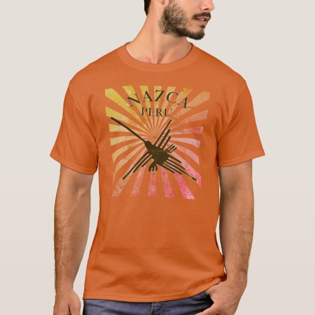 Camiseta Nazca Peru Hummingbird Retro Sunset (Frente)