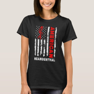 Camiseta Neandertal Americano Americano Flag Caveman