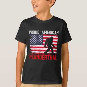 Camiseta Neandertal Americano Orgulhoso Pavilhão EUA e P