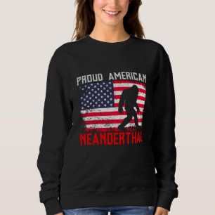 Camiseta Neandertal Americano Orgulhoso Pavilhão EUA e Pé