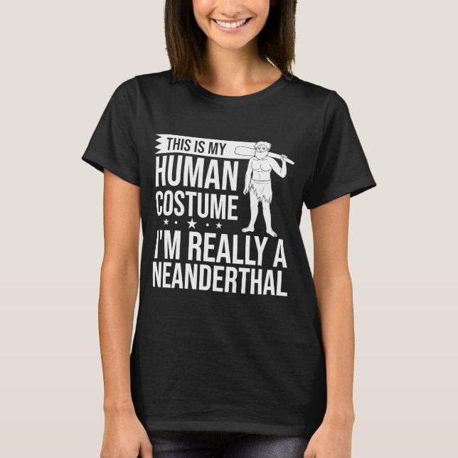 Camiseta Neanderthal Caveman Dna Woman Skull (Frente)