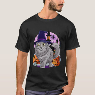 Camiseta Nebelung Cat Cute Halloween Pumpkin
