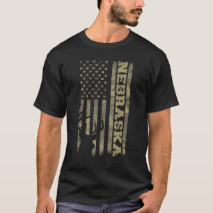 Camiseta Nebraska Deer Hunter Vintage Deer Hunting Camo EUA