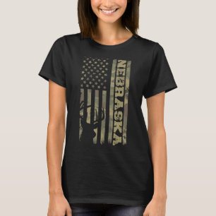 Camiseta Nebraska Deer Hunter Vintage Deer Hunting Camo EUA