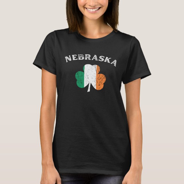 Camiseta NEBRASKA Irish American Shamrock Badge (Frente)