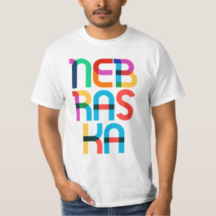Camiseta Nebraska Vintage Retro Pop Art Colorful 80s Type