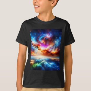 Camiseta Nebulosa Colorida Fora da Galáxia Espacial Adesivo