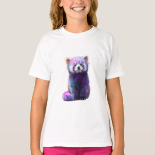 Camiseta Nebulosa Galáctica Panda Vermelho Criança