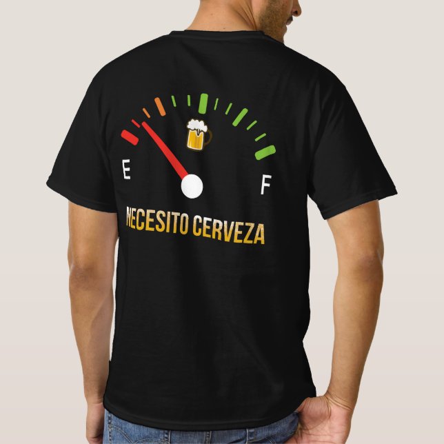 Camiseta Necesito Cerveza Preciso de cerveja em espanhol (Verso)