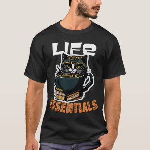 Camiseta Necessidades da Vida - Livros Engraçados Gatos e C