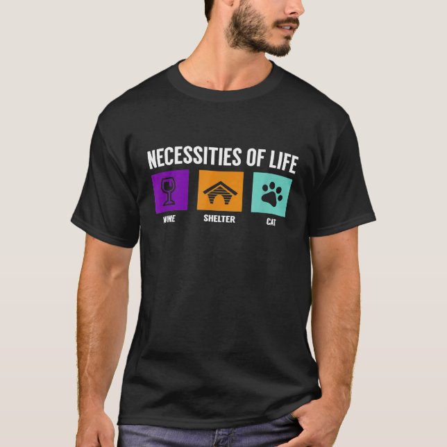 Camiseta Necessidades da vida vinho abrigo gato (Frente)