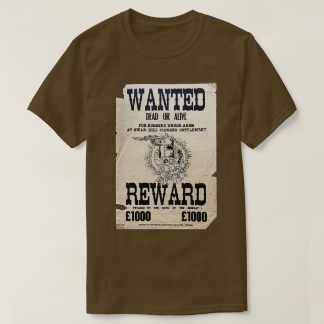 Camiseta Ned Kelly Queria Morto Ou Poster Vivo (Frente do Design)