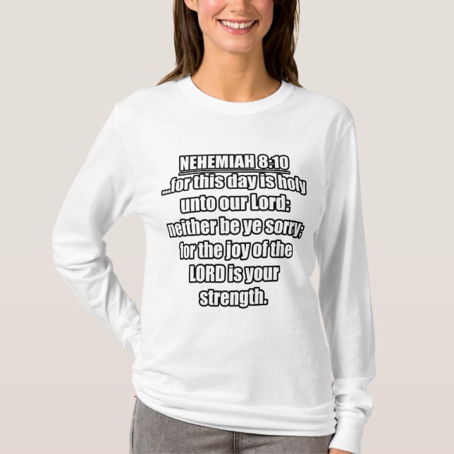 Camiseta Neemias 8:10 KJV Versículo Bíblico (Frente)