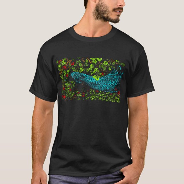 Camiseta Neerlandês Art Nouveau Peacock e Butterfly (Frente)