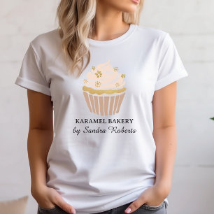 Camiseta Negócio de Padaria de Cupcake Rosa Bege