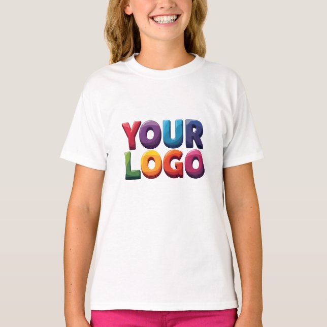 Camiseta Negócio Simples de Logotipo e Texto Personalizado (Frente)
