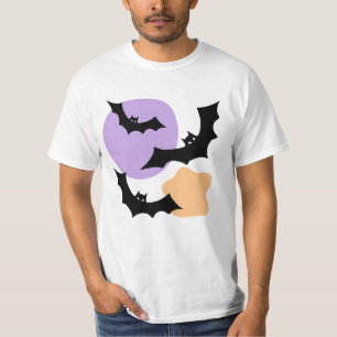 Camiseta Negra Assustadora Morcegos Negros de Halloween Cos