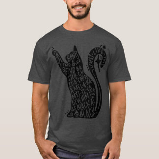 Camiseta Negra Assustadora Negra Gato Meninas Crianças Engr