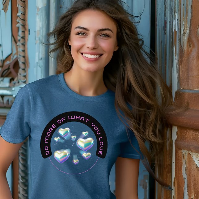 Camiseta Negra Cor-de-rosa Moderna Citações Holográficas (Criador carregado)