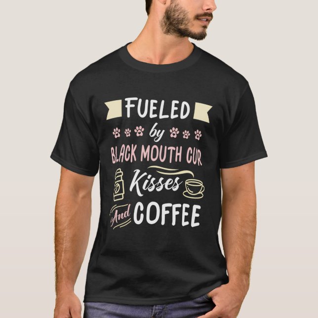 Camiseta Negra Cur Engraçado Cachorro Mãe Café (Frente)