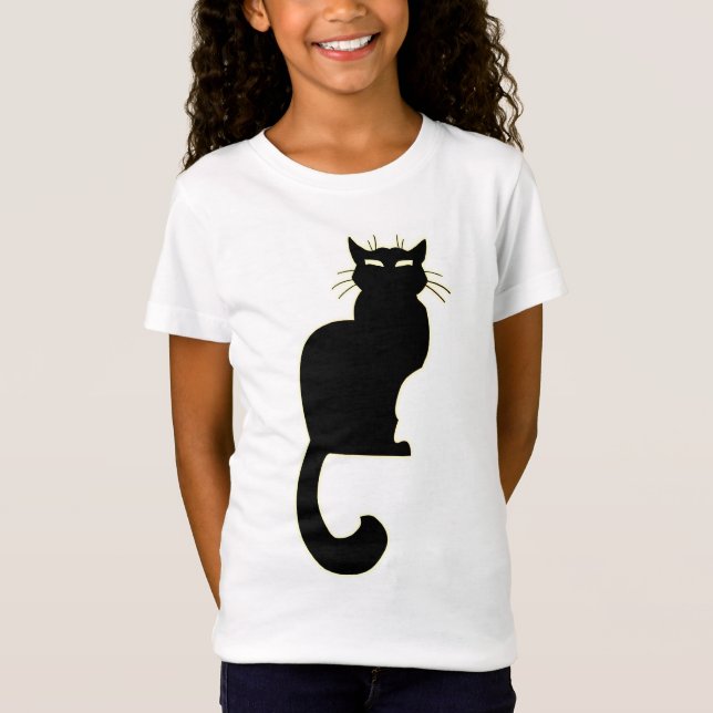Camiseta Negra de Gato Negra de Menina (Frente)