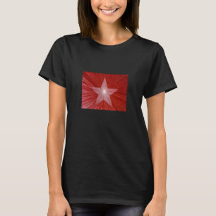Camiseta negra de mulheres da Estrela Vermelha