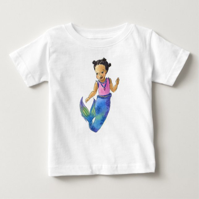 Camiseta Negra de Pequena Sereia (Frente)