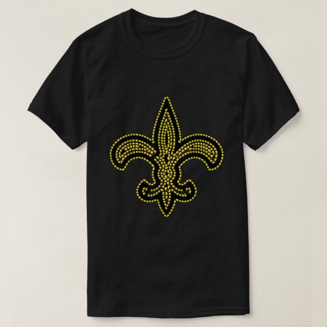 Camiseta Negra e Dourada Bevel Nova Orleans Fleur De Lis Ma (Frente do Design)