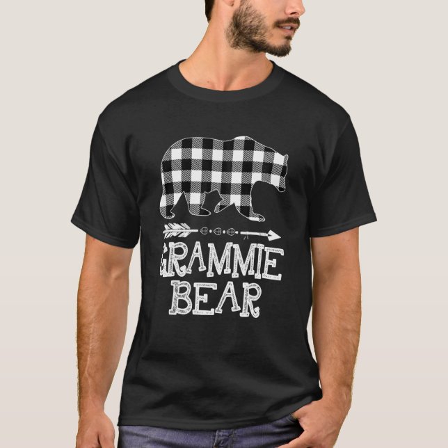 Camiseta Negra E Xadrez Branca, Urso Grammioso, Natal (Frente)
