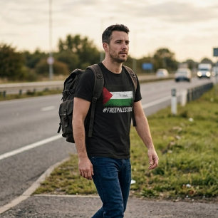 Camiseta negra GRATUITA PALESTINA para o homem
