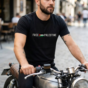 Camiseta negra GRATUITA PALESTINA para o homem