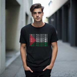 Camiseta negra GRATUITA PALESTINA para o homem