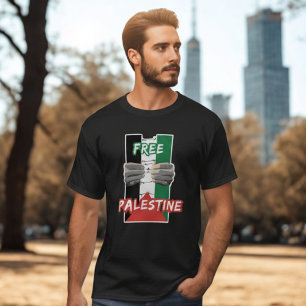 Camiseta negra GRATUITA PALESTINA para o homem