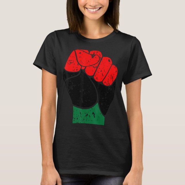 Camiseta Negra História Vermelha Preta e Orgulho Verde (Frente)