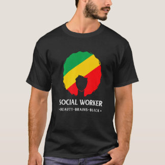 Camiseta Negra Histórico Mês Trabalhador Social Africano Am