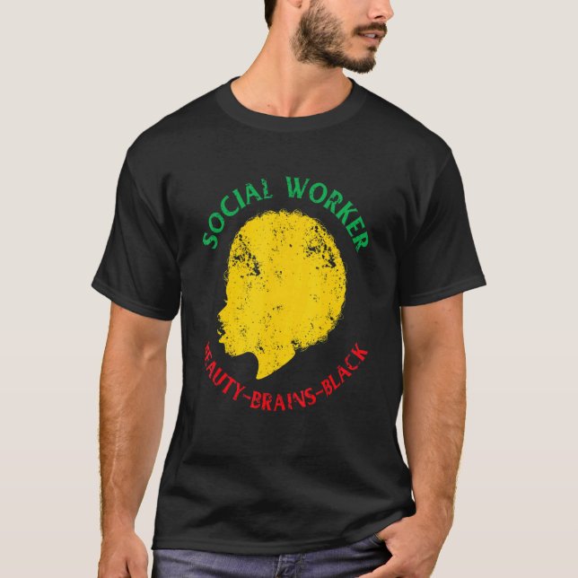 Camiseta Negra Histórico Mês Trabalhador Social Africano Am (Frente)