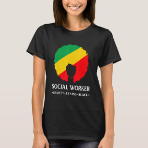 Camiseta Negra Histórico Mês Trabalhador Social Africano Am