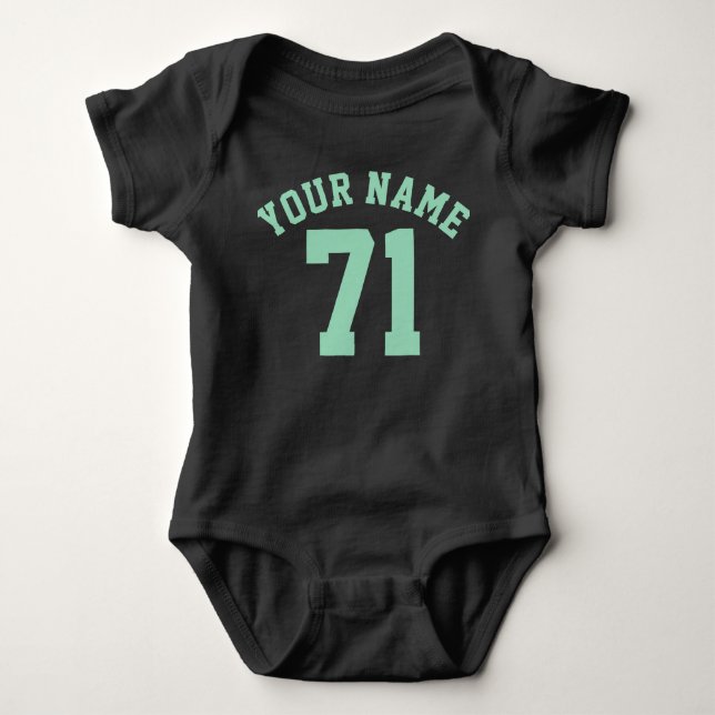 Camiseta Negra & Mint Green Baby | Sports Jersey Design (Frente)