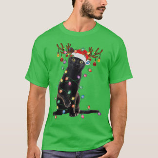 Camiseta Negra Negra Negra Negra Luzes De Natal Engraçadas 