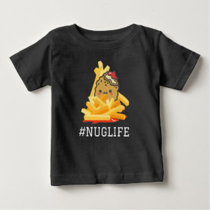 Camiseta Negra #Nuglife Galinha Nugget e Fries