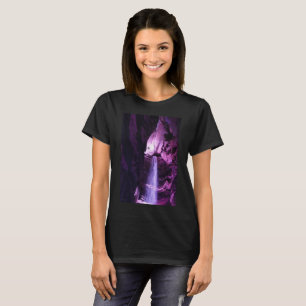 Camiseta negra para mulheres Violet Waterfall