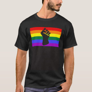 Camiseta Negra Protesto - Punho LGBTQ Orgulho gay Sinalizad