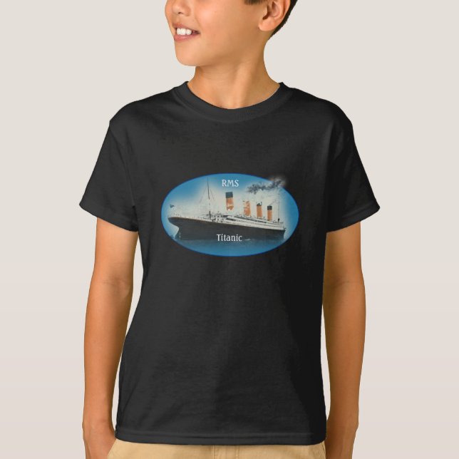 Camiseta Negra Titanic Maritime RMS White Star Line Ship (Frente)
