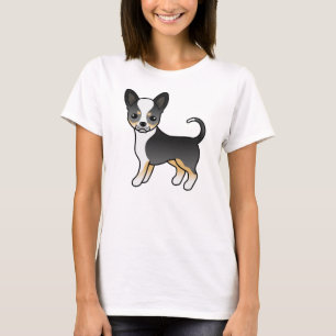 Camiseta Negra Tricolor Casaco Chihuahua Cartoon