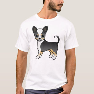 Camiseta Negra Tricolor Casaco Chihuahua Cartoon