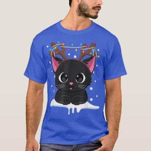Camiseta Negras de Natal Reindeer Antlers Catmas Mulheres