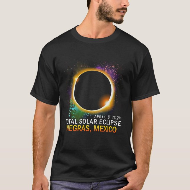 Camiseta Negras México Total Eclipse Solar 2024 (Frente)