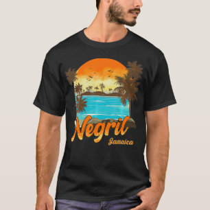 Camiseta Negril Jamaica Beach Summer Vacing Sunset Palm T
