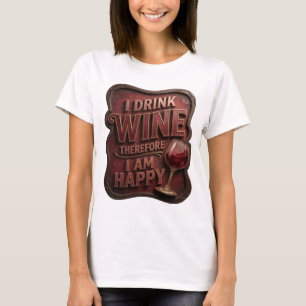 Camiseta Negrito Dourado EU BEBO VINHO PORTANTO SOU FELIZ I